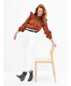 「GAP」 長袖ブラウス XX-SMALL ブラウン レディース