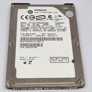 (022)HITACHI 80GB/SATA/5400rpm HTS541080G9SA00　中古品　ジャンク品