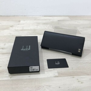 未使用 dunhill ダンヒル 長財布 ロングウォレット レザー ロゴプレート 黒 ブラック[C3889]