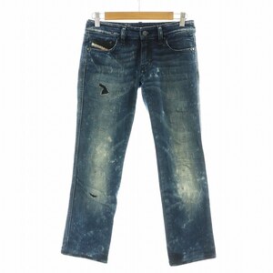 ディーゼル DIESEL LHELA デニムパンツ ジーンズ ストレート USED加工 リペア W25L32 S インディゴ /NQ レディース