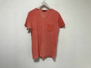 本物エストネーションESTNATIONコットンVネック後染め半袖TシャツメンズサーフアメカジミリタリービジネススーツピンクS