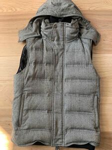 AKM 定価10万 CASHMERE TWEED HOODED DOWN VEST Mサイズ カシミアツイードフードダウンベスト