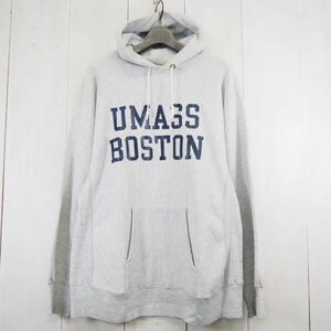 80s USA製 チャンピオン Champion リバースウィーブ reverse weave フーディー UMASS BOSTON スウェットパーカー(XL)グレー