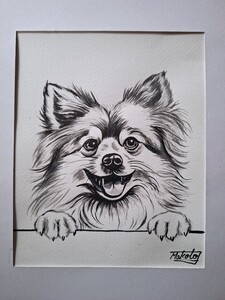 水墨画　Pomeranian 