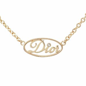 【クリスチャンディオール】Christian Dior　ロゴ チェーンネックレス ラインストーン GPゴールド 【中古】【正規品保証】213471