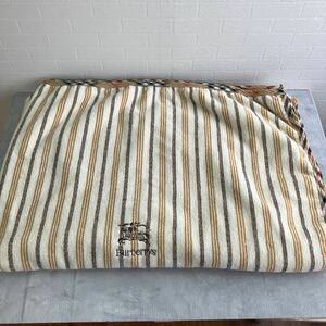 中古品 Burberry 西川産業 ソフトコットンシーツ 140×200cm 綿毛布 綿100％ マルチストライプ パイル地 ピュアコットン バーバリー 寝具