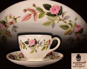 U408 【泉美】MADE IN ENGLAND WEDGWOOD Bone China ウェッジウッド ハザウェイローズ カップ＆ソーサー 洋食器