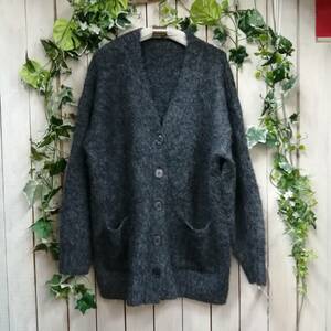 FW０４７０７＊SALE＊epidemique ＊ニットカーディガン＊濃いグレー（スミクロ）＊＊サイズF　ゆったり　あったか　本体￥12000