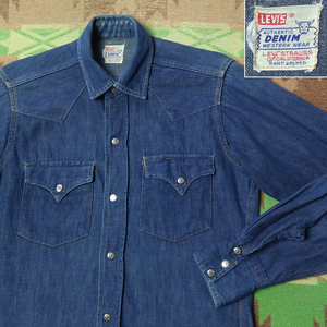 2色ステッチ 【リーバイス ショートホーン】 50s Short-Horn Denim Western Shirt / 50年代 デニム ウエスタン シャツ ビンテージ 40s60s