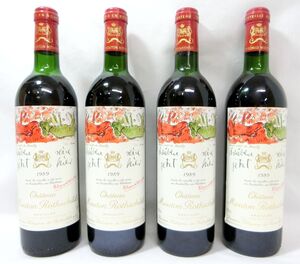 1000円スタート 酒 4本セット CHATEAU Mouton Rothschild 1989 750ml 12.5％ シャトームートン ロートシルト 未開栓 12 酒X524