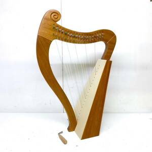 ♪ リラハープ ナイロン弦 Lyre Harp 19弦 チューニングレンチ付き ライアーハープ 小型 マホガニー材 木製 初心者向け