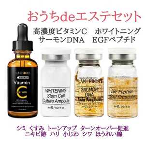 【豪華美容液4本セット】エイジングケア　肌再生　高濃度ビタミンC　ホワイトニング　サーモンDNA　EGFペプチド　リジュラン　シミ　シワ