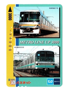 【6穴あり使用済み】パスネット 東京メトロ 営団地下鉄 Metro Line Up 3000 ③