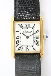 Cartier カルティエ マストタンク 18KGEP 手巻き 2針 腕時計 社外ベルト 稼働品 3368-HA