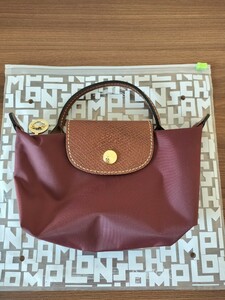 【新品未使用品】 LONGCHAMP ロンシャン★ ル・プリアージュ オリジナルハンドル付ポーチ★バーガンディ★非純正ショルダーお付けします