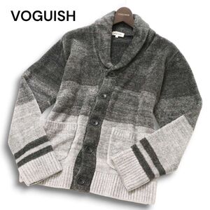 VOGUISH ヴォーギッシュ ルパート グラデーション ボーダー ショールカラー モールヤーン ニット カーディガン Sz.L メンズ　C4T10176_B#N