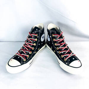 ★CONVERSE★23.0㎝ ハイカットスニーカー コンバース オールスター レディース 黒色 ブラック ハート柄 総柄 7ホールシューズ S514