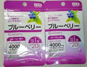 ブルーベリー【合計40日分2袋】1日1錠 デスクワークや車の運転をよくする方に 栄養機能食品 日本製 サプリメント