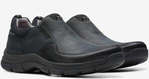 Clarks 26cm ウォータープルーフ スリッポン スニーカー 防水 ブラック サイド ゴア ビジネス ブーツ ローファー レザー スーツ JJJ232