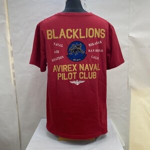 アヴィレックス AVIREX 半袖Tシャツ S/S EMBROIDERY T-SHIRT BLACKLIONS 6183421 度詰め天竺コットン RED XL ミリタリー XL