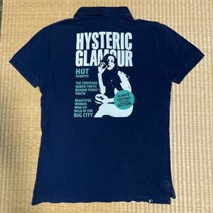 ヒステリックグラマー バクプリ入り ガール ロゴ ポロシャツ 紺M レア hysteric glamour