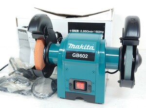 【N355-1】 未使用 makita 卓上グラインダ GB602 150mm マキタ 刃物研磨機 両頭 電気 電動 100V 付属品 有り 動作OK