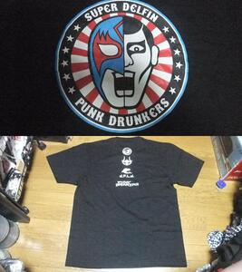 未使用 スペルデルフィン パンクドランカーズ punkdrunkers コラボ Tシャツ XL 黒 大阪プロレス 沖縄プロレス みちのくプロレス