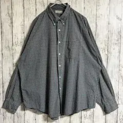 80s エルエルビーン 長袖BDシャツ 2XL 緑チェック 雰囲気系 5137