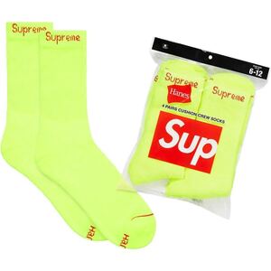 【新品未使用】 23SS 新品 Supreme シュプリーム HANES CREW SOCKS 4pack ヘインズ ソックス 靴下 くつした YELLOW イエロー 黄色