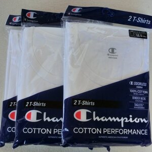 Champion 白【LL】丸首 半袖アンダーシャツTシャツ ６枚　0845 抗菌防臭　クルーネック　CM1-T701　(010)ホワイト　Hanes ヘインズ