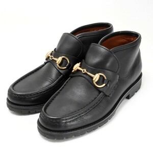 GQ0799*イタリア製*GUCCI グッチ*Size 36C*ホースビット*レザーシューズ/モカシン/ローファー/ショートブーツ/革靴*黒*ブラック