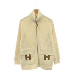 美品 HERMES エルメス ニットブルゾン 38 ウール100％ フロントファスナー メンズ AY5776W3