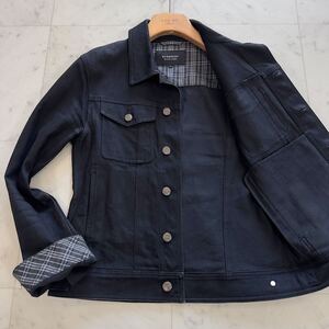 バーバリーブラックレーベル 【大人の休日】 BURBERRY BLACK LABEL デニムジャケット Mサイズ ノバチェック コットンギャバジン 銀ボタン