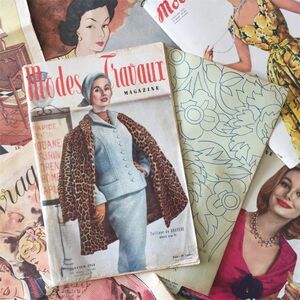 sale! 1958s フランスヴィンテージ Modes & Travaux 女性たちのための雑誌 91ページ ファッション 型紙 刺繍 手芸 本 モード アンティーク