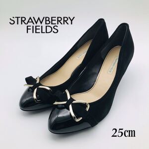 【未使用】STRAWBERRY FIELDS 黒パンプス 希少 25cm 国産