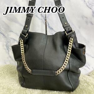 希少　JIMMY CHOO 　ジミーチュウ　2way ショルダーバッグ　ハンドバッグ　ゴールド　レザー 本革　チェーン　ブラック　黒