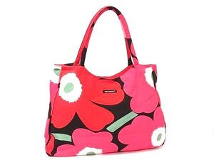 1円 marimekko マリメッコ キャンバス フラワー トートバッグ ショルダーバッグ レディース ピンク系×レッド系 BM3859