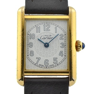 カルティエ CARTIER 2415 マストタンク ヴェルメイユ SV925(GP)/レザー クォーツ レディース Q#134809