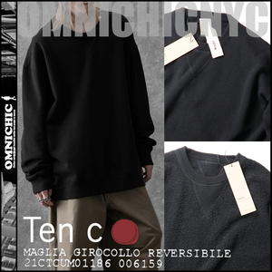 人気のブークレウールリバーシブル■新品6.5万秋冬【TEN-C 】テンシー/イタリア製/Knits/合わせやすさ抜群の両A面ウールニットスウェット48