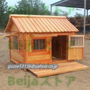 強くお勧め★ペットの犬小屋 屋外の猫小屋 犬舎 犬小屋 80*100*86cm 大型犬 屋外 犬 ハウス 猫 ハウス 雨よけ 木製 防水ケージ