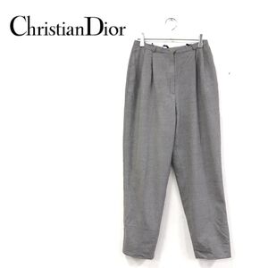 1N1575-R◆Christian Dior クリスチャンディオール タックテーパードパンツ◆サイズ11 レディース 婦人 ボトムス ウール混 秋冬 ブラウン