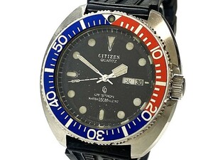 中古 ジャンク CITIZEN シチズン クリストロン 4-732316 150m ダイバーウォッチ 赤青ベゼル SS 3針 黒文字盤 メンズ 腕 時計 クォーツ