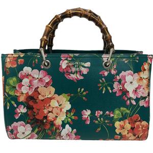 GUCCI/グッチ 323660 バンブー フラワー GGブルームス レザー ハンドバッグ グリーン レディース ブランド