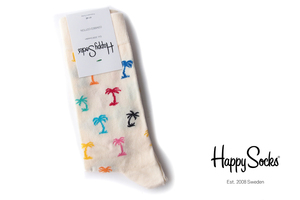 送料無料★新品｜未使用｜ハッピーソックス｜happy socks｜クルー丈カジュアルソックス｜パームツリー柄｜Palm Sock｜10114002