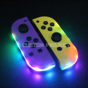 送料無料!! ニンテンドースイッチ　ジョイコン　パープルxオレンジ 互換　LED Joy-Con ゲーミング Nintendo switch