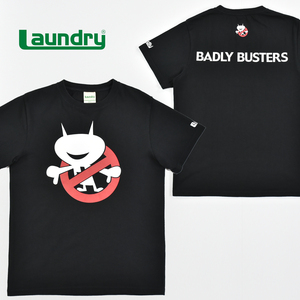 送料300円│Laundry ランドリー ★ BADLY BUSTERS ゴーストバスターズ風 プリント 半袖 Tシャツ 黒 メンズ S