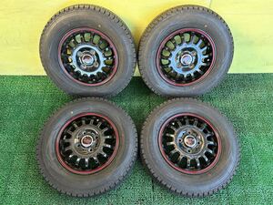 バリ山145R12 6PR LT 2021年スダットレス DUNLOP WINTER MAXX タイヤアルミセット　4穴 PCD100 ET+45 12×3.5J ハブ73mm