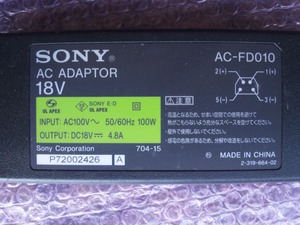 ソニー　AＣ-FD010　　DC18V 4.8A