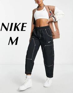 【M】新品 NIKE WMNS NSW SWOOSH WOVEN PANTS ナイキ ウィメンズ スウッシュ ウーブンパンツ ナイロンパンツ ダンス ハイライズ 黒