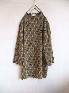 USED美品●茶色×ベージュニットレースカットソー①